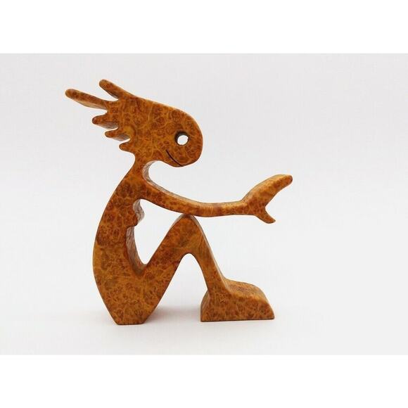 Handmade Carved Maple Burl Wooden Figurine Royal Sphinx Unique Home Decor - Picture 7 of 7